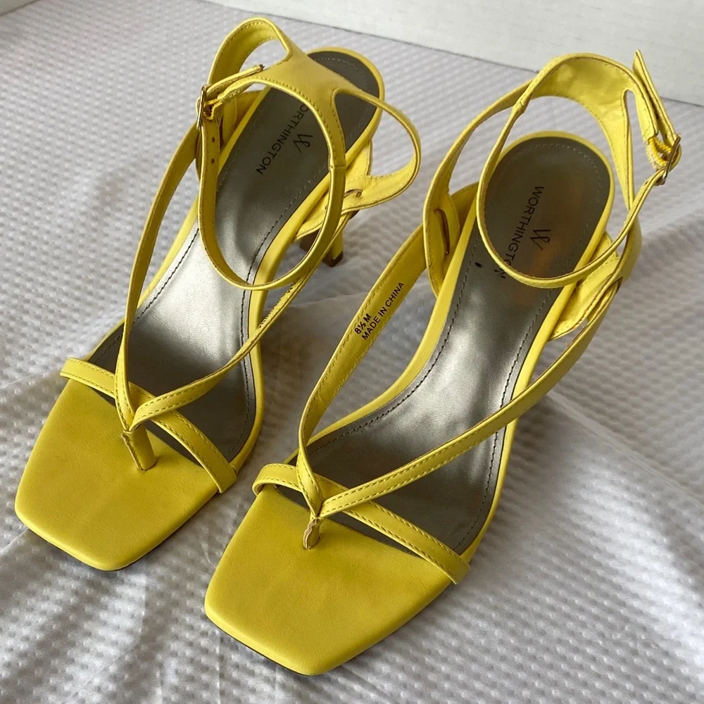 Worthington Yellow Strappy Heels Size 8.5M